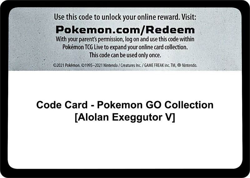 Image for Code Card - Pokemon GO Collection [Alolan Exeggutor V] (PGO) - Pokemon