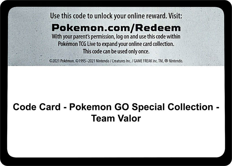 Image for Code Card - Pokemon GO Special Collection - Team Valor (PGO) - Pokemon