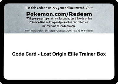 Code Card - Lost Origin Elite Trainer Box (SWSH11)
