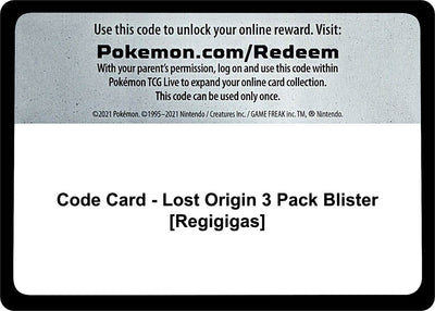 Code Card - Lost Origin 3 Pack Blister [Regigigas] (SWSH11)