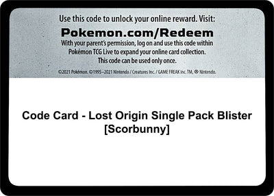 Code Card - Lost Origin Single Pack Blister [Scorbunny] (SWSH11)