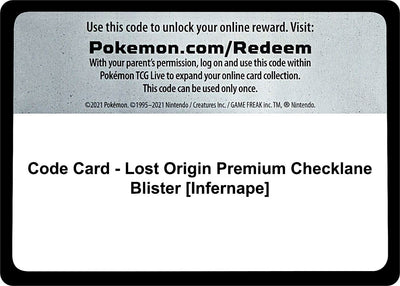 Code Card - Lost Origin Premium Checklane Blister [Infernape] (SWSH11)