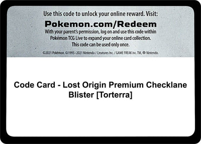 Code Card - Lost Origin Premium Checklane Blister [Torterra] (SWSH11)