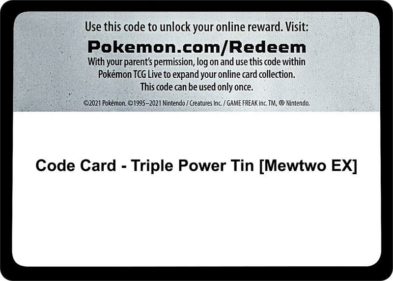 Image for Code Card - Triple Power Tin [Mewtwo EX] (BKP) - Pokemon