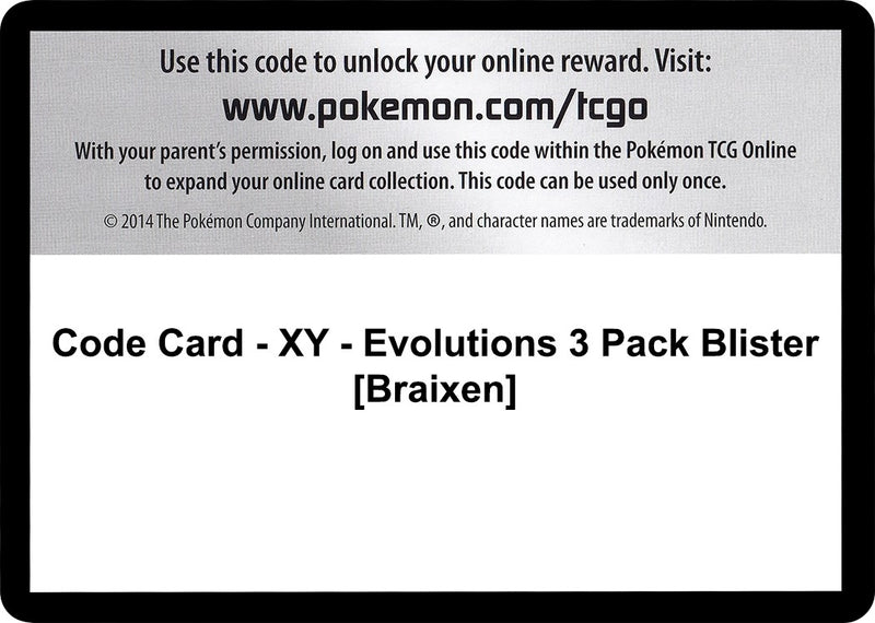 Image for Code Card - XY - Evolutions 3 Pack Blister [Braixen] (EVO) - Pokemon