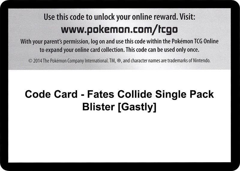 Image for Code Card - Fates Collide Single Pack Blister [Gastly] (FCO) - Pokemon