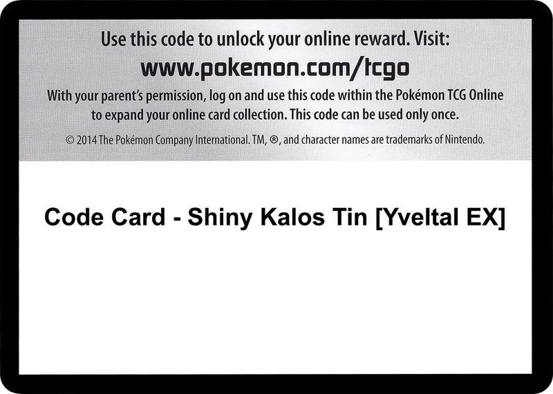 Image for Code Card - Shiny Kalos Tin [Yveltal EX] (FCO) - Pokemon