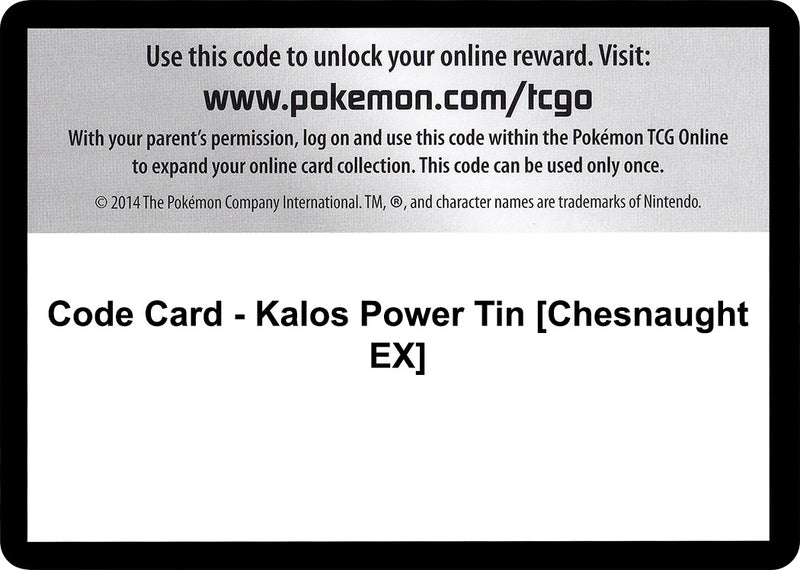 Image for Code Card - Kalos Power Tin [Chesnaught EX] (FLF) - Pokemon