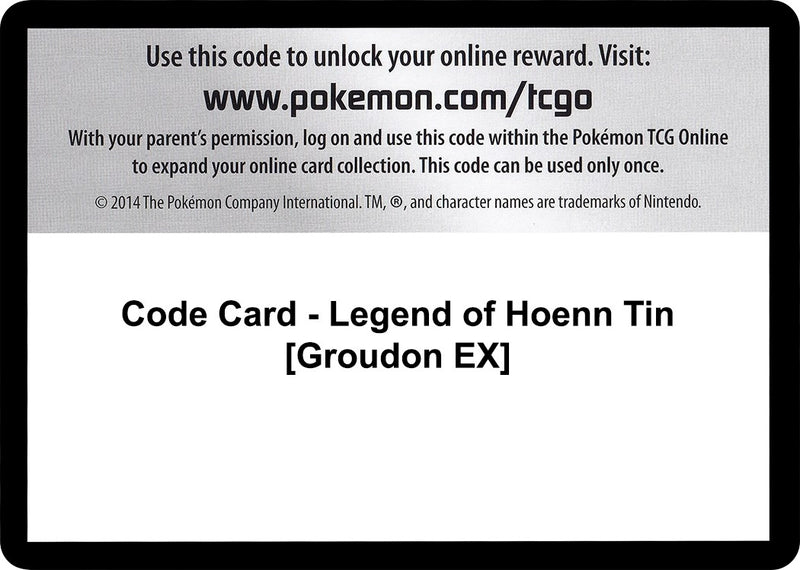 Image for Code Card - Legend of Hoenn Tin [Groudon EX] (PRC) - Pokemon