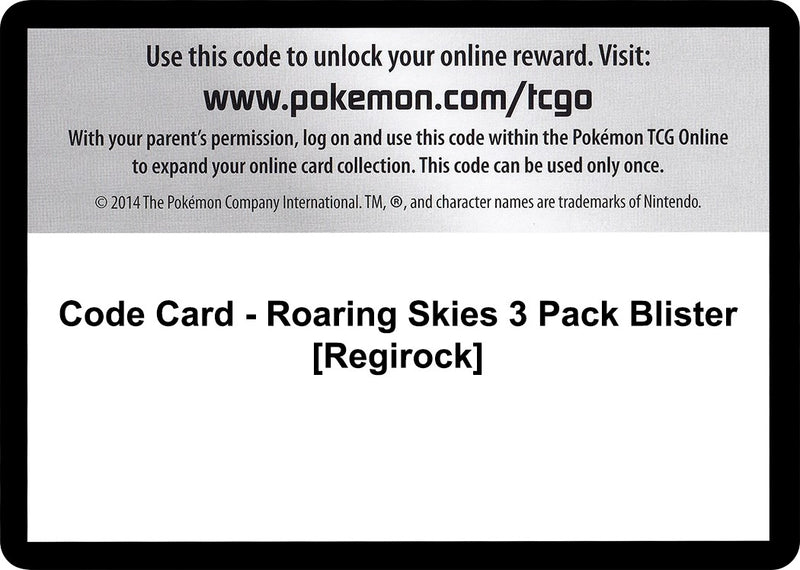 Image for Code Card - Roaring Skies 3 Pack Blister [Regirock] (ROS) - Pokemon