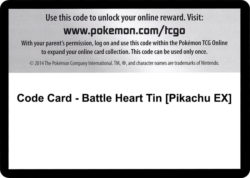Image for Code Card - Battle Heart Tin [Pikachu EX] (STS) - Pokemon