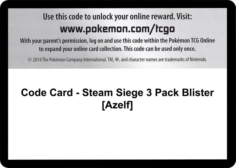 Image for Code Card - Steam Siege 3 Pack Blister [Azelf] (STS) - Pokemon