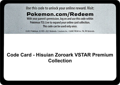 Code Card - Hisuian Zoroark VSTAR Premium Collection (SWSH11)