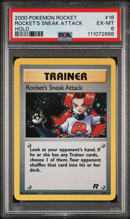 ROCKET'S SNEAK ATTACK HOLO 2000 POKEMON ROCKET PSA EX-MT 6