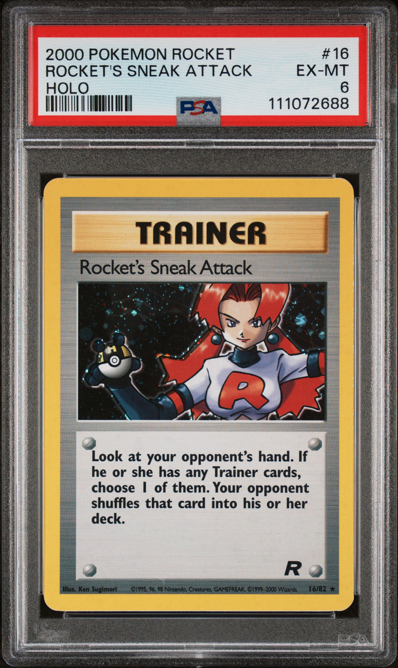 ROCKET'S SNEAK ATTACK HOLO 2000 POKEMON ROCKET PSA EX-MT 6