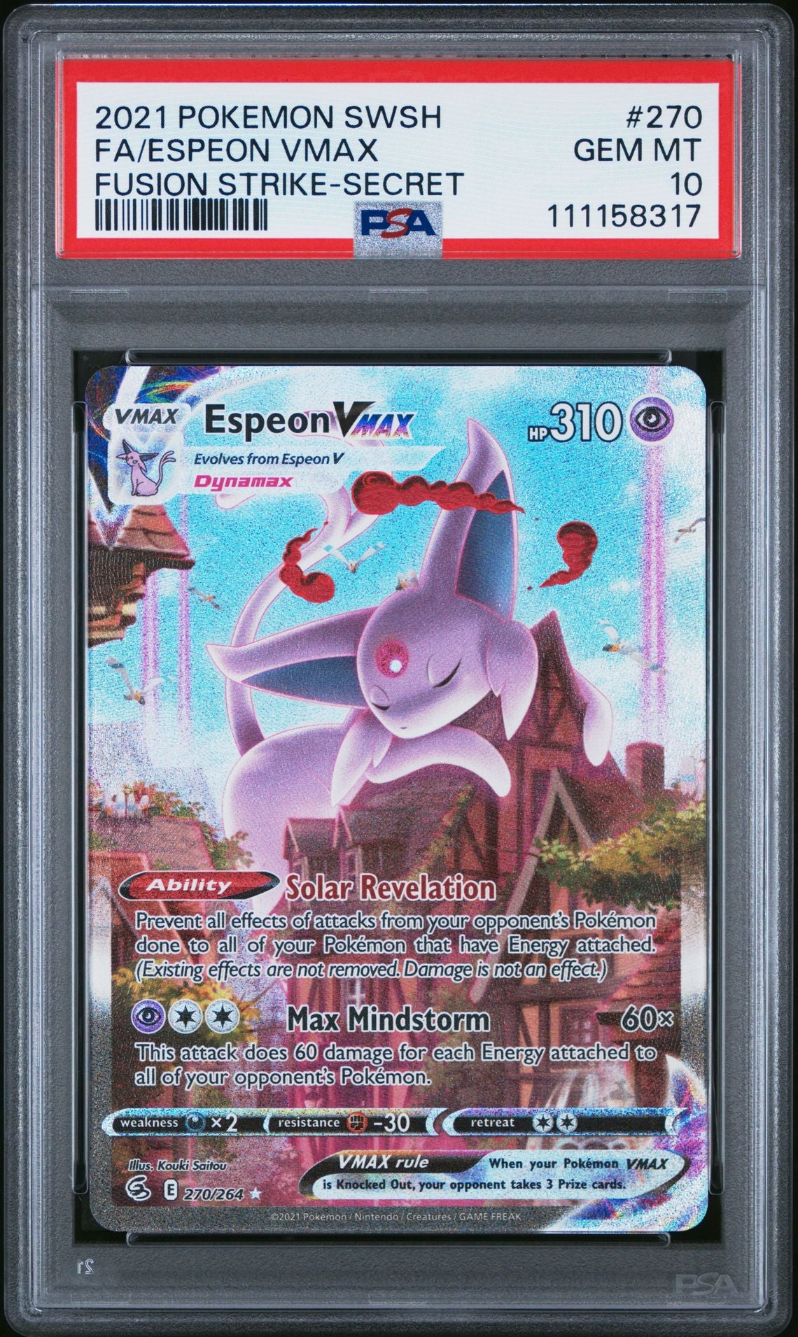 FA/ESPEON VMAX FUSION STRIKE-SECRET 2021 POKEMON SWORD & SHIELD FUSION STRIKE PSA GEM MT 10
