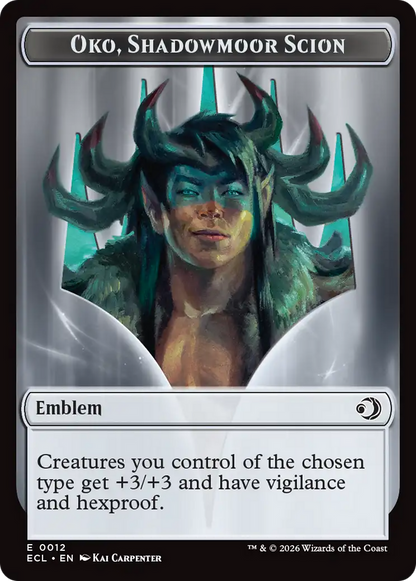 Elk // Emblem - Oko, Shadowmoor Scion Double-Sided Token [Lorwyn Eclipsed Tokens]
