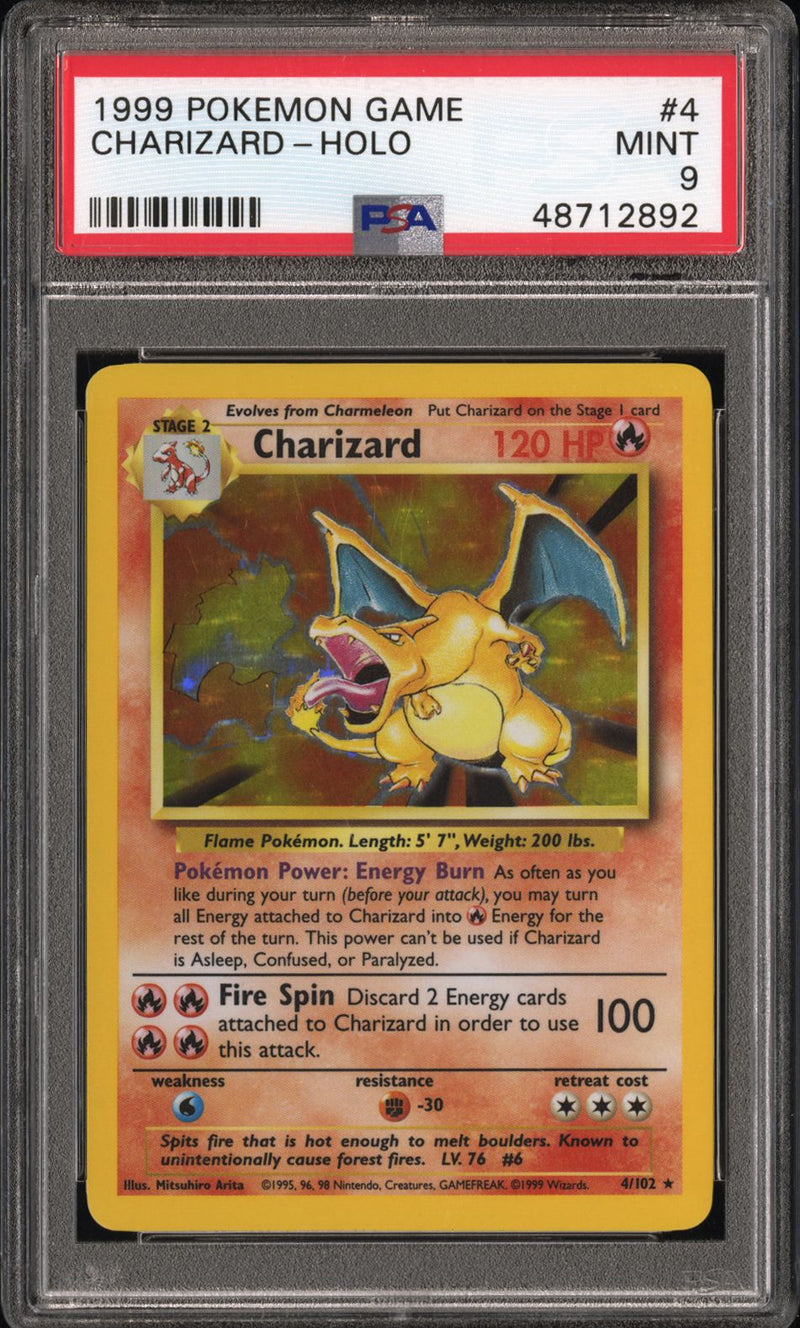 CHARIZARD-HOLO 1999 POKEMON GAME PSA MINT 9