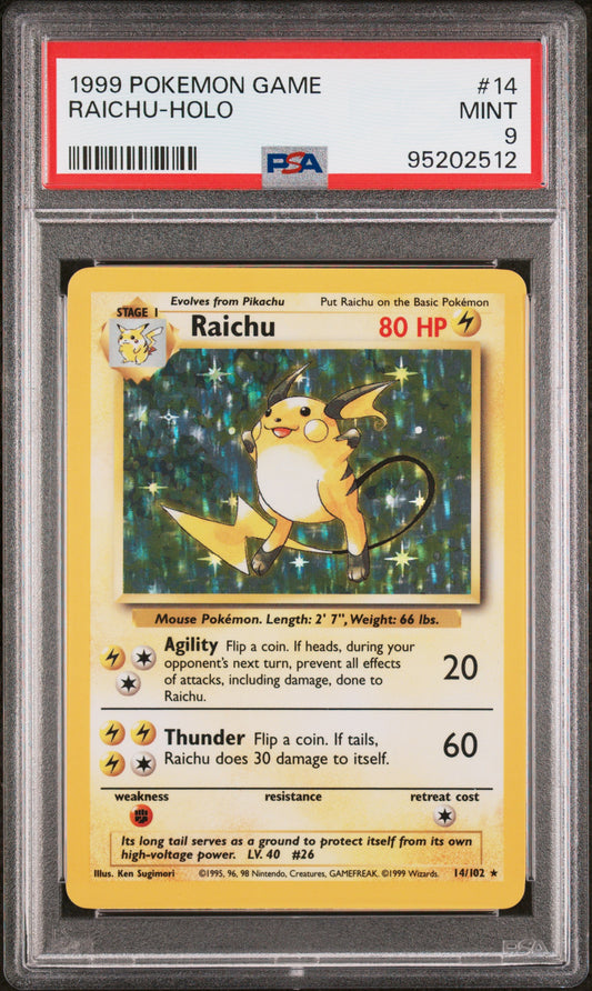 RAICHU-HOLO 1999 POKEMON GAME PSA MINT 9