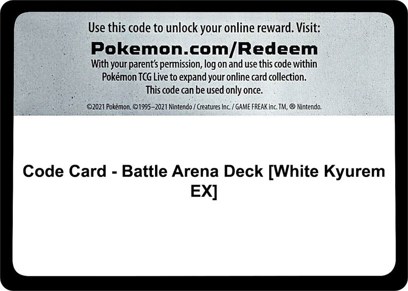 Image for Code Card - Battle Arena Deck [White Kyurem EX] (SM02) - Pokemon