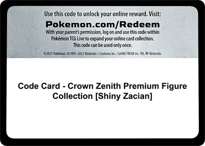 Code Card - Crown Zenith Premium Figure Collection [Shiny Zacian] (CRZ)