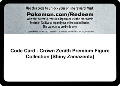Code Card - Crown Zenith Premium Figure Collection [Shiny Zamazenta] (CRZ)