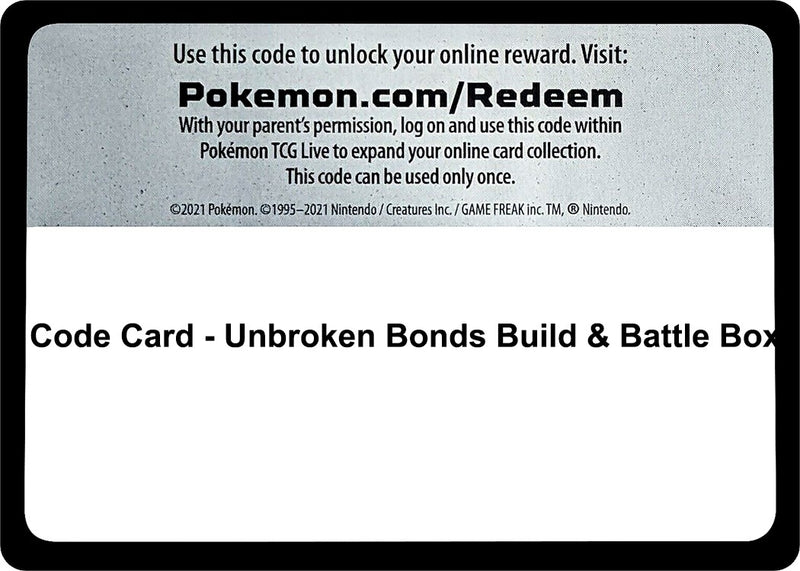 Image for Code Card - Unbroken Bonds Build & Battle Box (SM10) - Pokemon