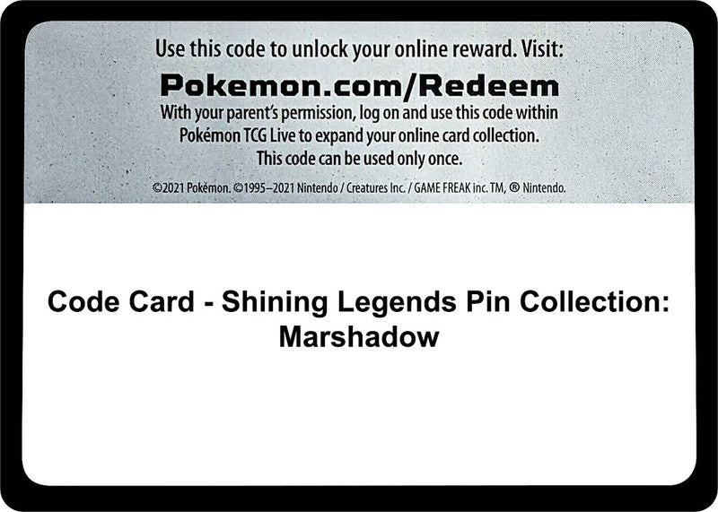 Image for Code Card - Shining Legends Pin Collection: Marshadow (SHL) - Pokemon