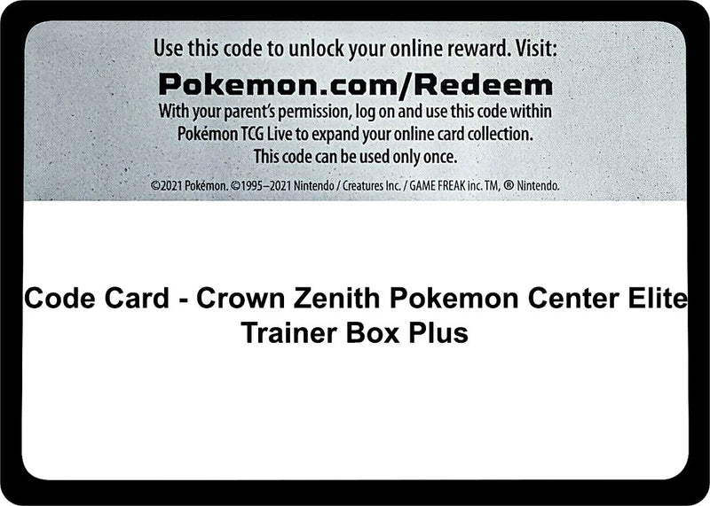 Image for Code Card - Crown Zenith Pokemon Center Elite Trainer Box Plus (CRZ) - Pokemon