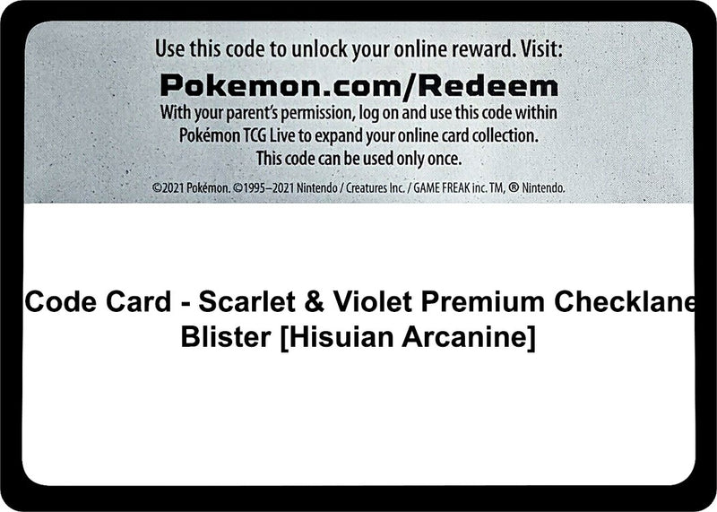 Image for Code Card - Scarlet & Violet Premium Checklane Blister [Hisuian Arcanine] (SVI) - Pokemon