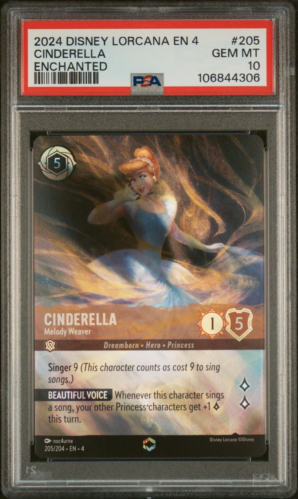CINDERELLA ENCHANTED 2024 DISNEY LORCANA EN 4-URSULA'S RETURN PSA GEM MT 10