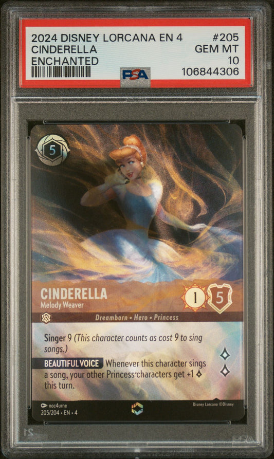 CINDERELLA ENCHANTED 2024 DISNEY LORCANA EN 4-URSULA'S RETURN PSA GEM MT 10