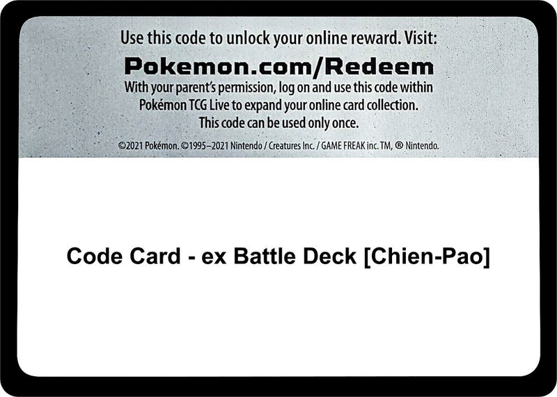 Image for Code Card - ex Battle Deck [Chien-Pao] (MCAP) - Pokemon
