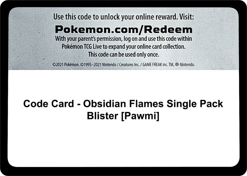 Image for Code Card - Obsidian Flames Single Pack Blister [Pawmi] (OBF) - Pokemon
