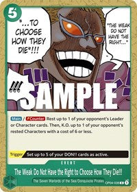 The Weak Do Not Have the Right to Choose How They Die!!! - Kingdoms of Intrigue - OP04-038