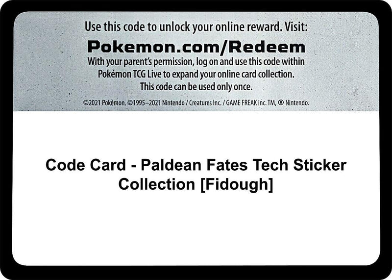 Image for Code Card - Paldean Fates Tech Sticker Collection [Fidough] (PAF) - Pokemon