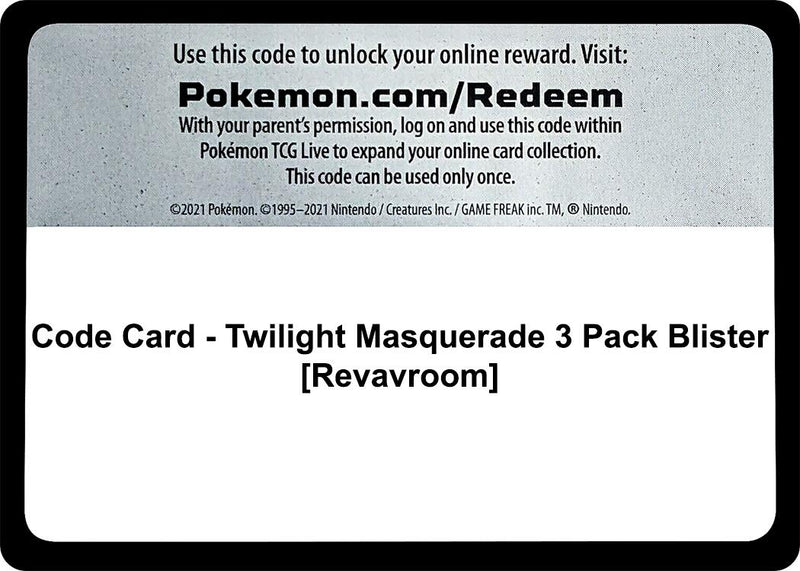 Image for Code Card - Twilight Masquerade 3 Pack Blister [Revavroom] (TWM) - Pokemon
