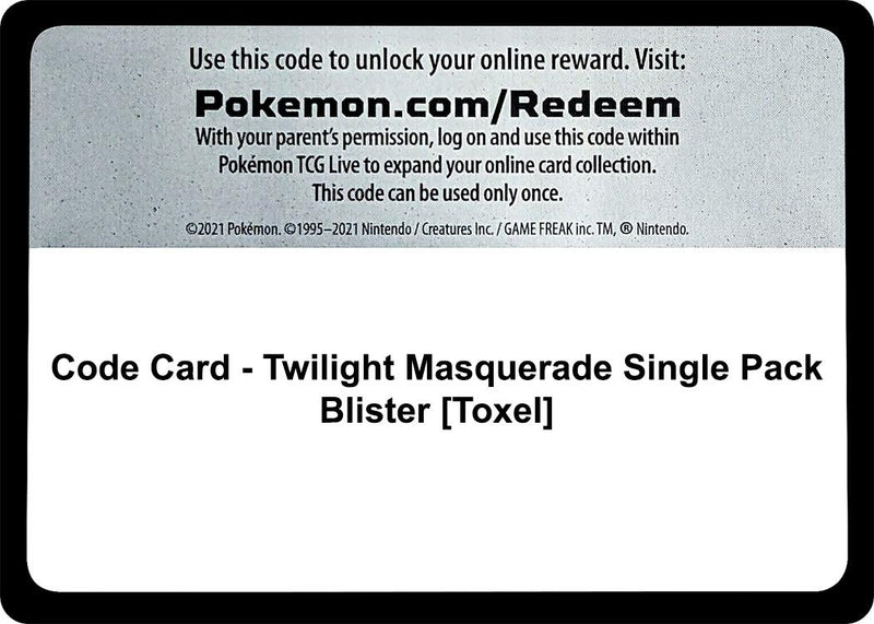Image for Code Card - Twilight Masquerade Single Pack Blister [Toxel] (TWM) - Pokemon