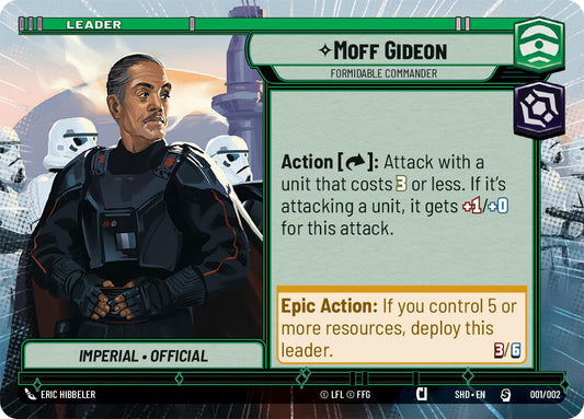 Moff Gideon - Formidable Commander (001/002) (Hyperspace) (Prerelease Promos) (001/002) [Shadows of the Galaxy Promos]