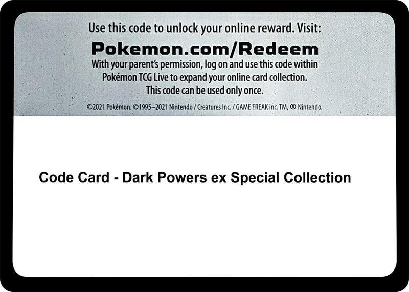 Image for Code Card - Dark Powers ex Special Collection (MCAP) - Pokemon