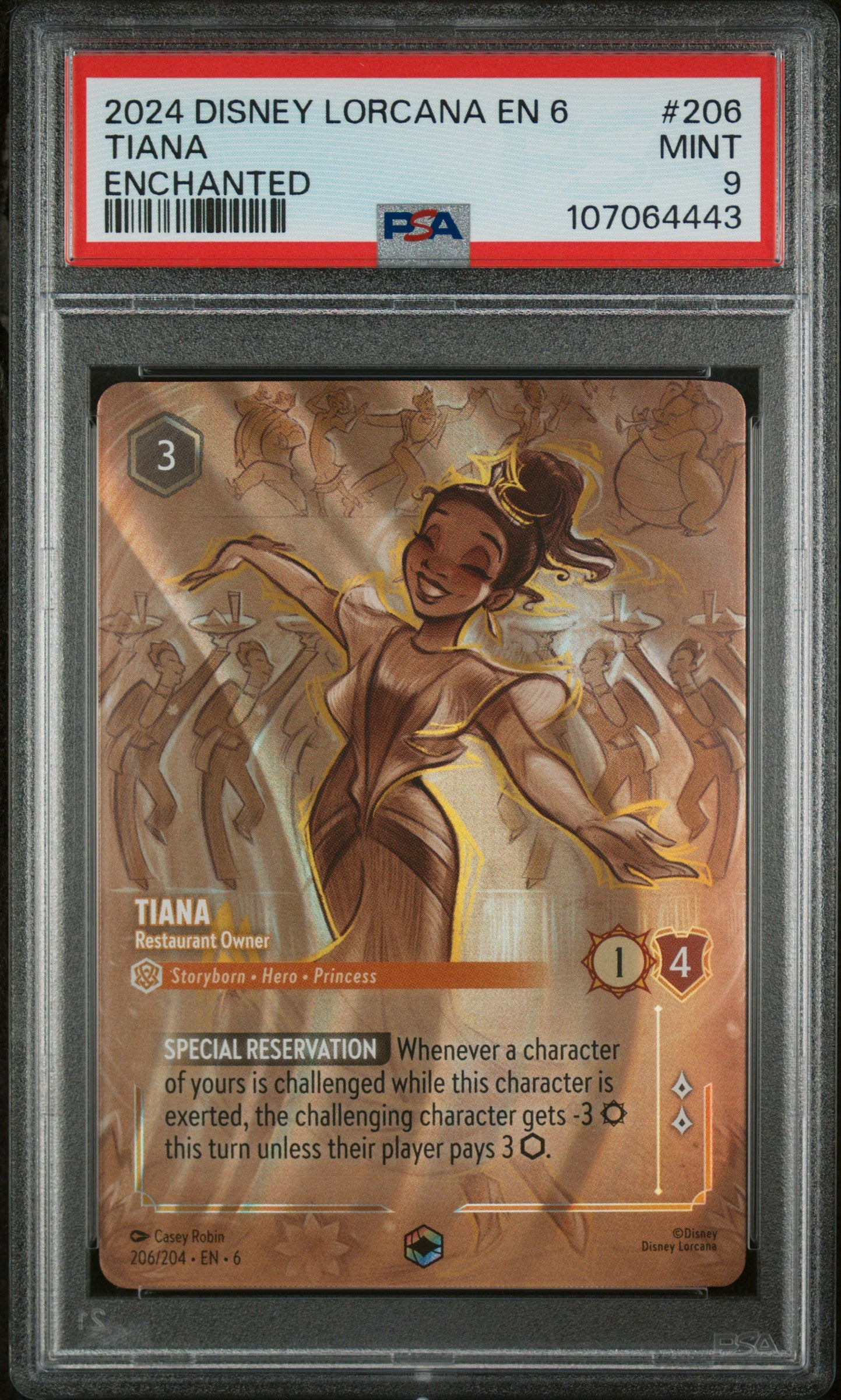 TIANA ENCHANTED 2024 DISNEY LORCANA EN 6-AZURITE SEA PSA MINT 9