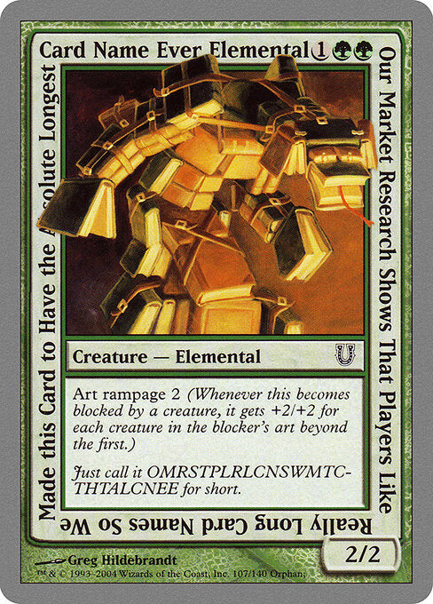 Our Market Research Shows That Players Like Really Long Card Names So We Made this Card to Have the Absolute Longest Card Name Ever Elemental - Unhinged - 107