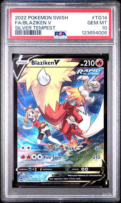 FA/BLAZIKEN V SILVER TEMPEST 2022 POKEMON SWORD & SHIELD SILVER TEMPEST PSA GEM MT 10