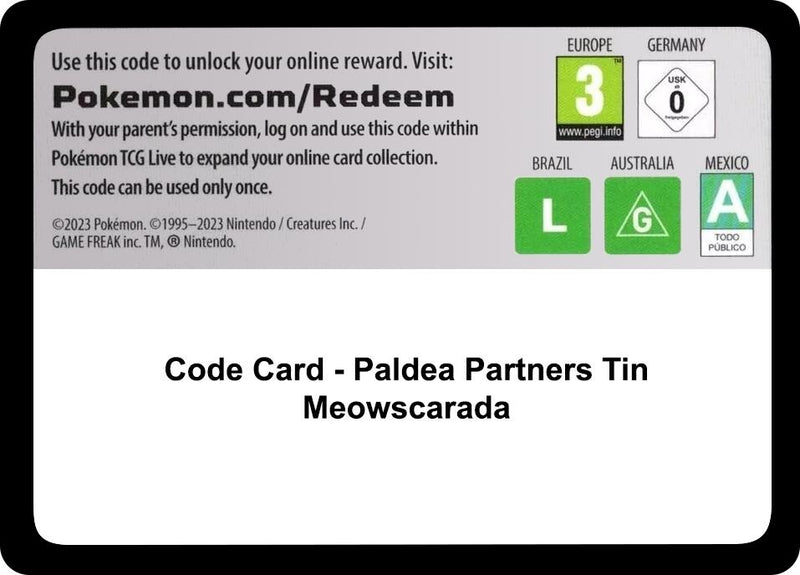 Image for Code Card - Paldea Partners Tin (Meowscarada) (MCAP) - Pokemon