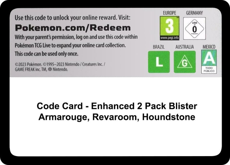 Image for Code Card - Enhanced 2-Pack Blister Pack [Armarouge, Revavroom & Houndstone] (MCAP) - Pokemon