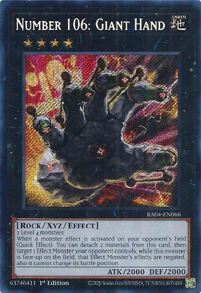 Number 106: Giant Hand [RA04-EN066] Secret Rare
