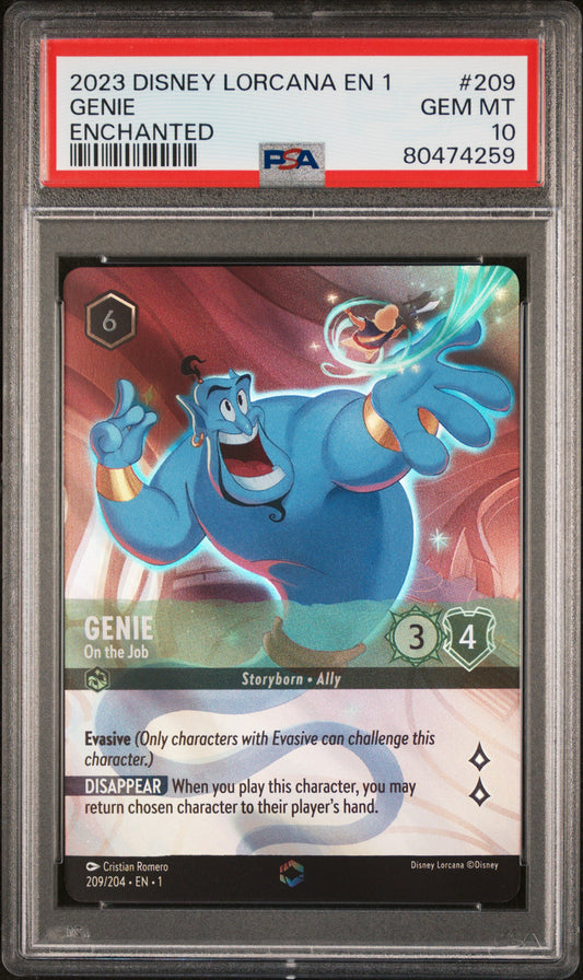 MISPRINT 2 SWORD GENIE ENCHANTED 2023 DISNEY LORCANA EN 1-THE FIRST CHAPTER PSA GEM MT 10