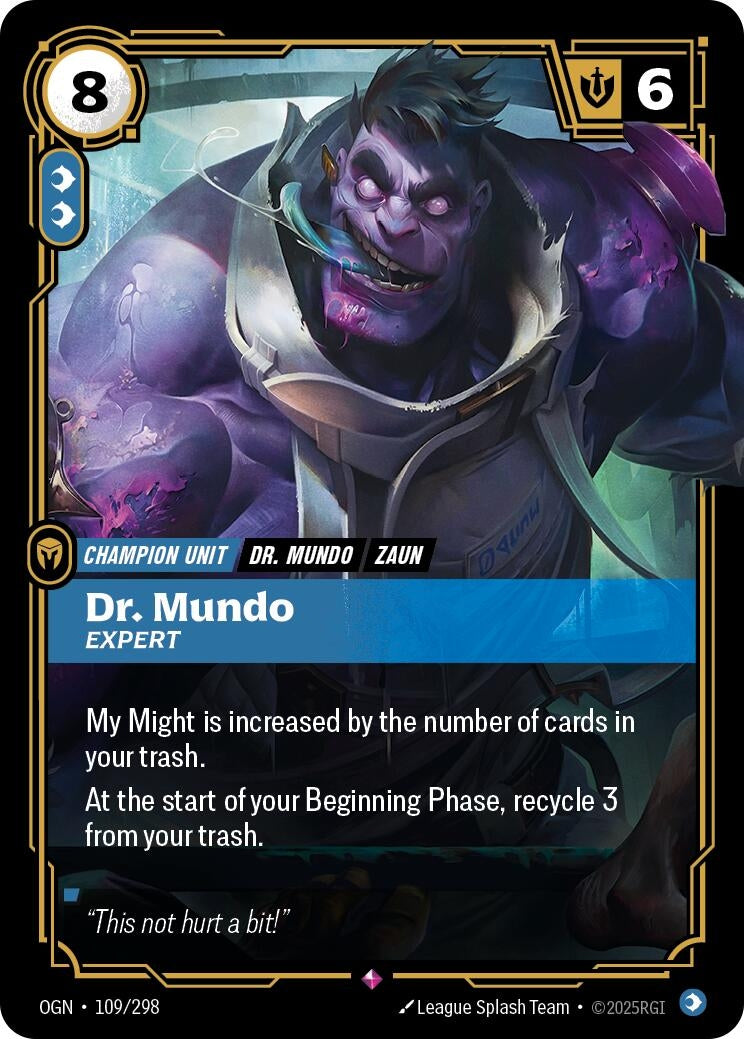 Image for Dr. Mundo - Expert (109/298) (OGN) - Riftbound: League of Legends Trading Card Game