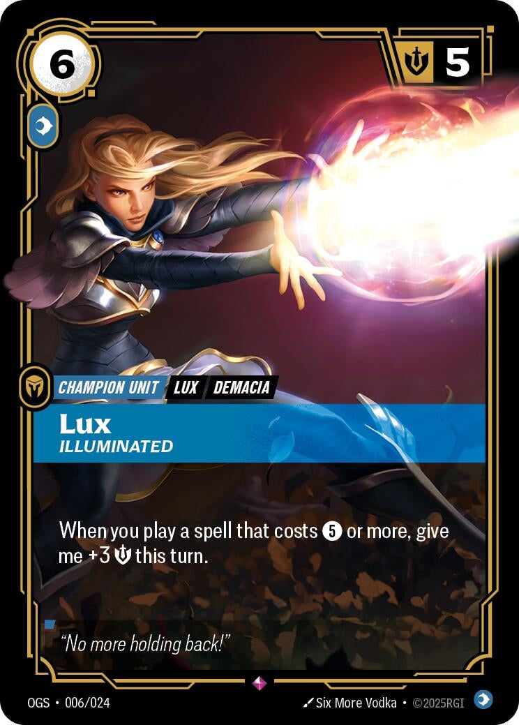 Image for Lux - Illuminated (006/024) (OGS) - Riftbound: League of Legends Trading Card Game