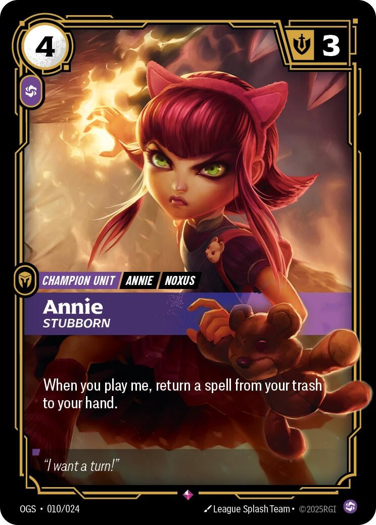 Image for Annie - Stubborn (010/024) (OGS) - Riftbound: League of Legends Trading Card Game